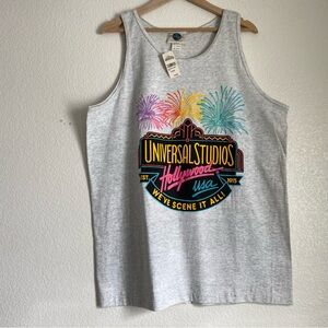 NWT Vintage Universal Studios Hollywood puff print graphic tank top, grey, XL